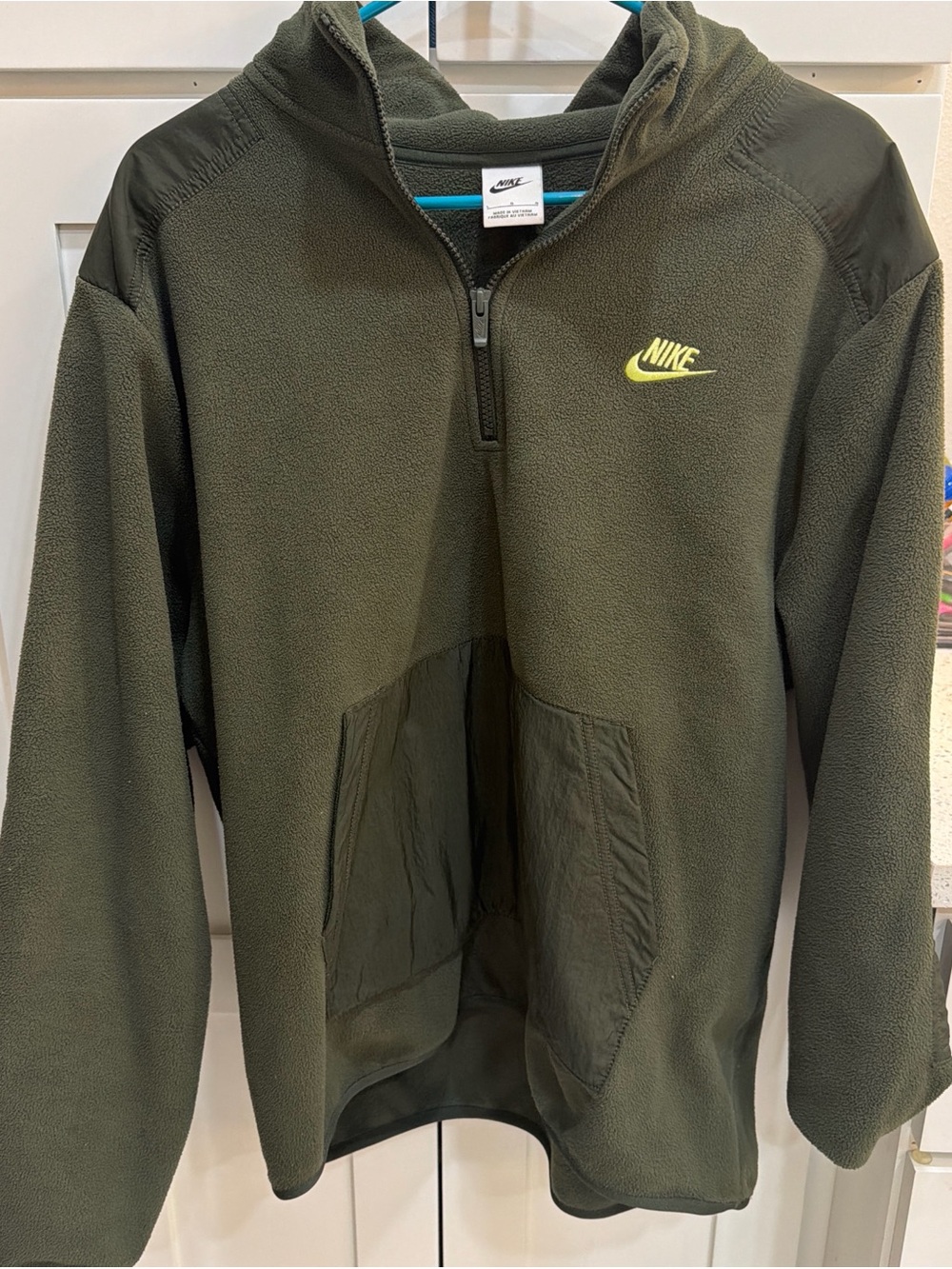 Nike mens Olive Green Half-Zip Fleece Hoodie large